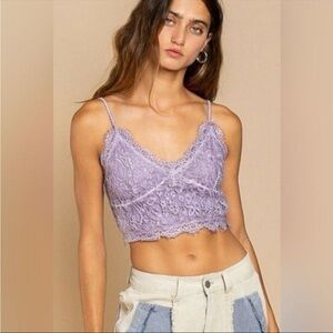 POL Irish Violet Lace Crop Top Bralette Lavender | NWOT | Size L